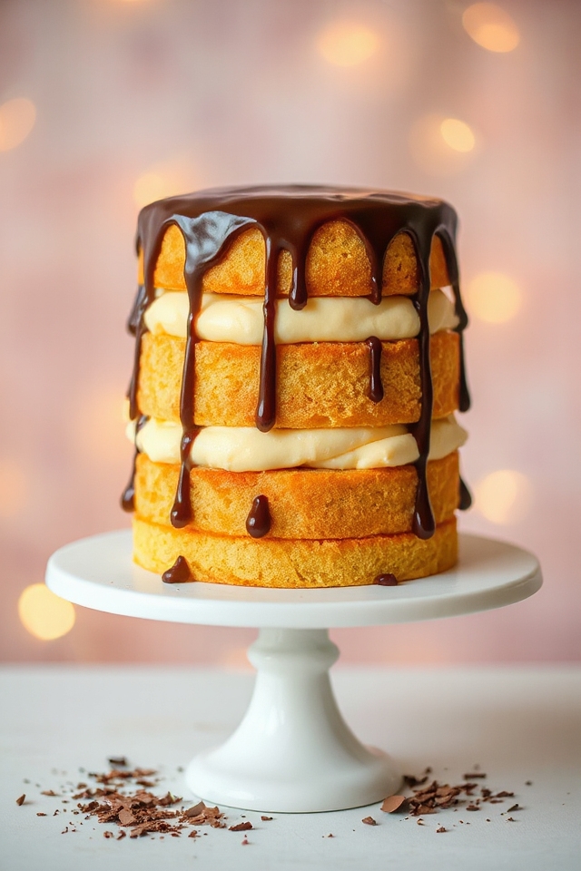 baking and assembling boston cream cake