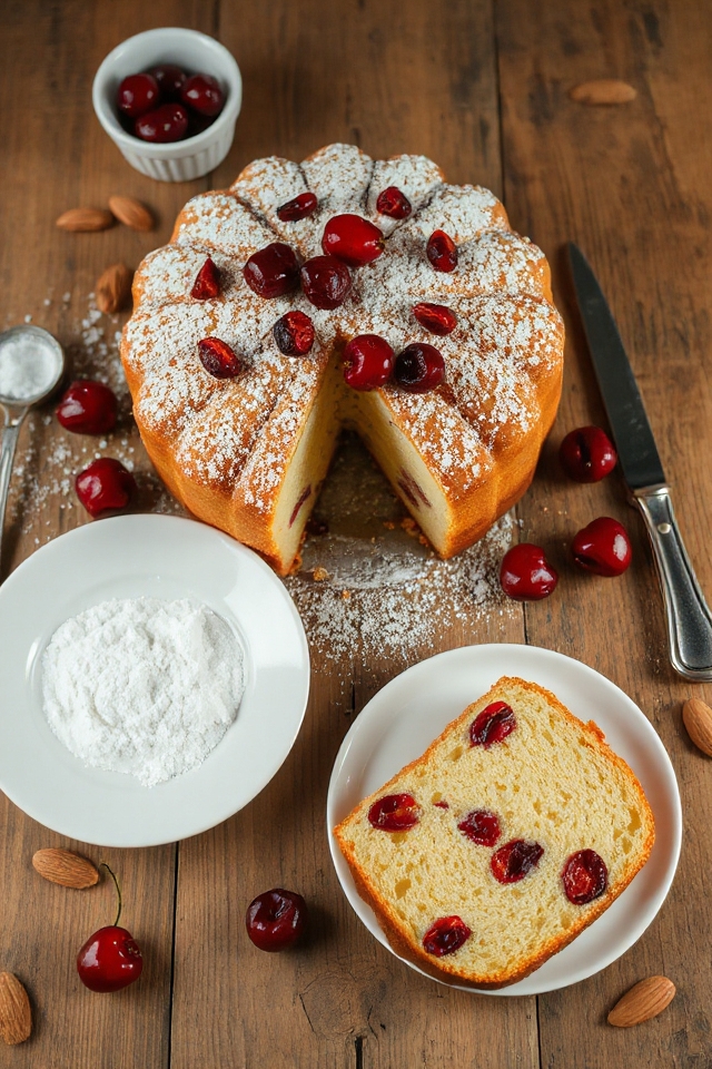 cherry almond glazed cake