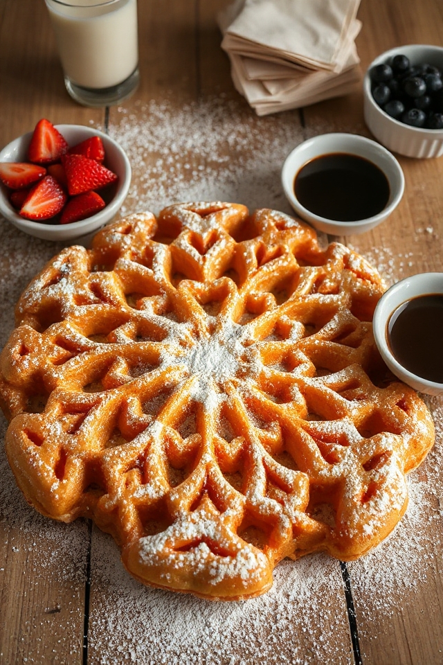 delicious powdered sugar funnel cake