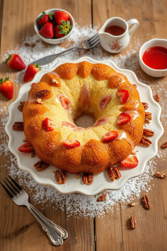 strawberry pound cake with pecans
