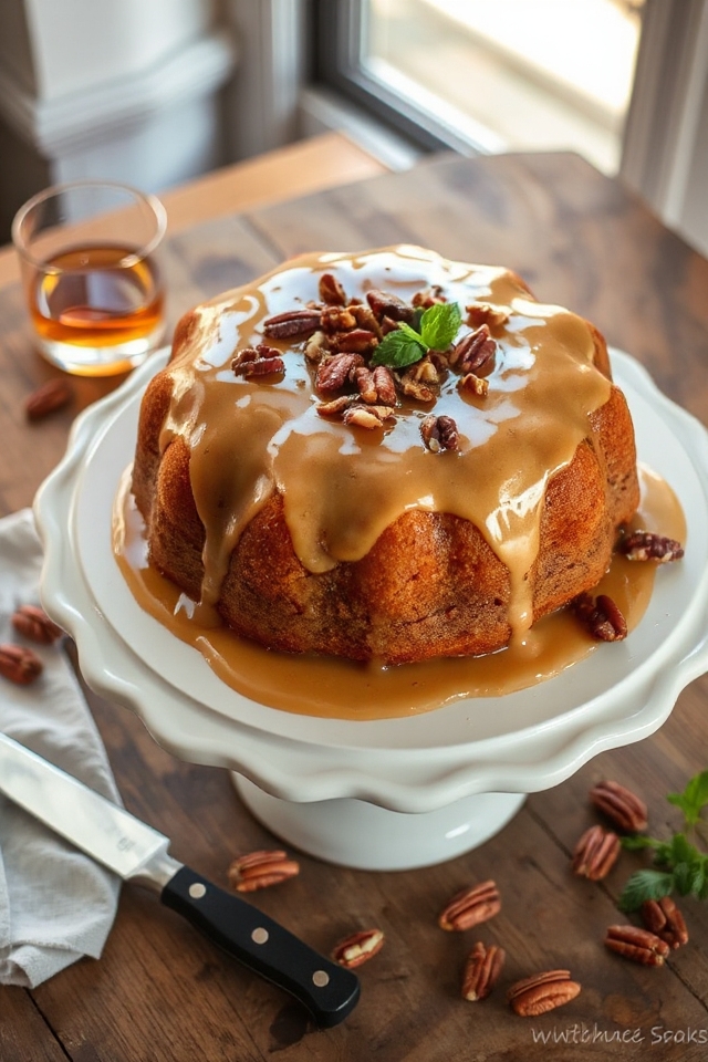 whiskey cake with glaze