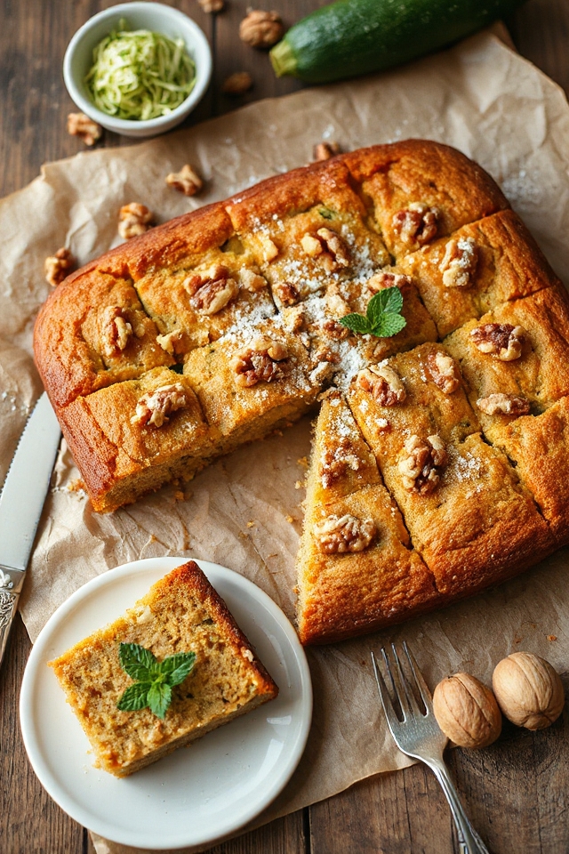 zucchini cake with walnuts